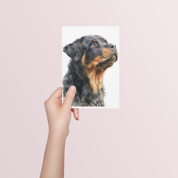 Rottweiler Watercolor Pet Portrait - Dog Wall Art Poster Unframed - Picture 5 of 5